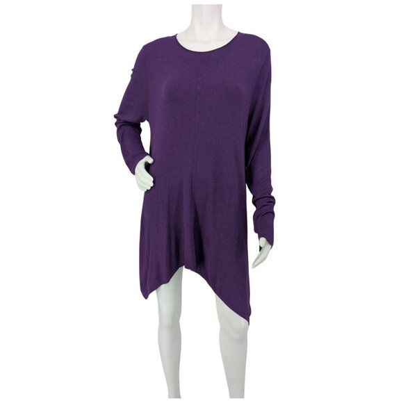 Eileen Fisher Tunic Sweater Top Women Size L Asymmetric Minimalist Capsule Cozy - Picture 1 of 9